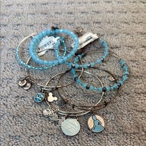 Alex and Ani Cinderella Disney Silver and Blue Charm Bracelet Collection